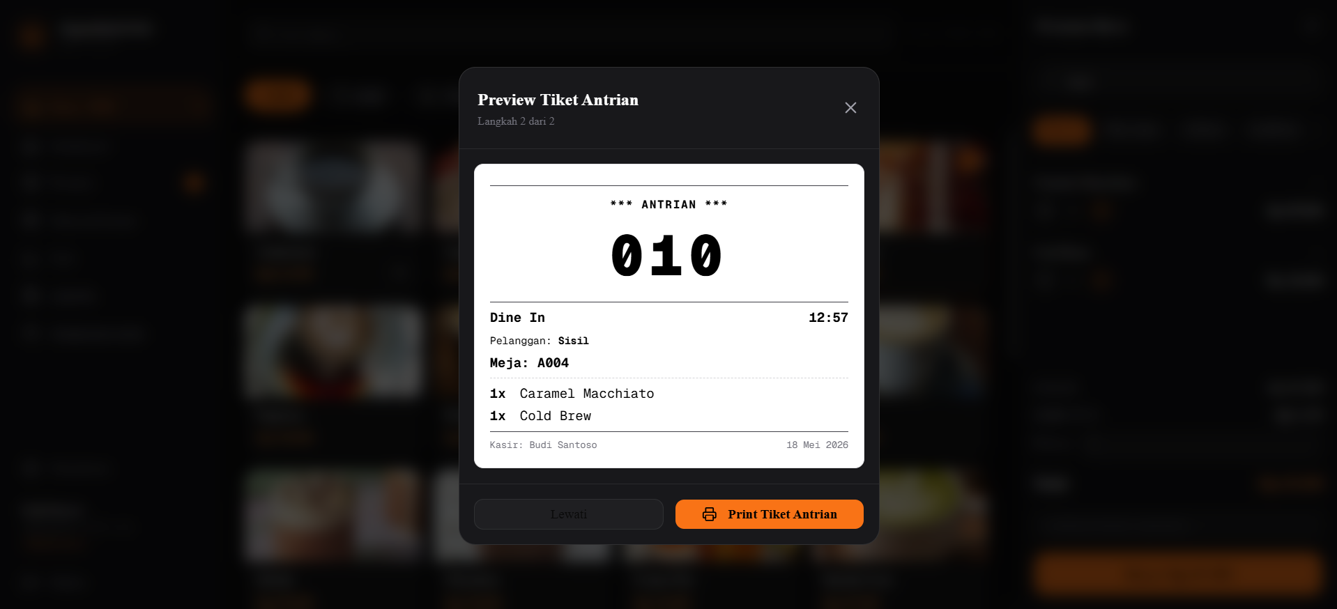 Screenshot — Preview Tiket Antrian