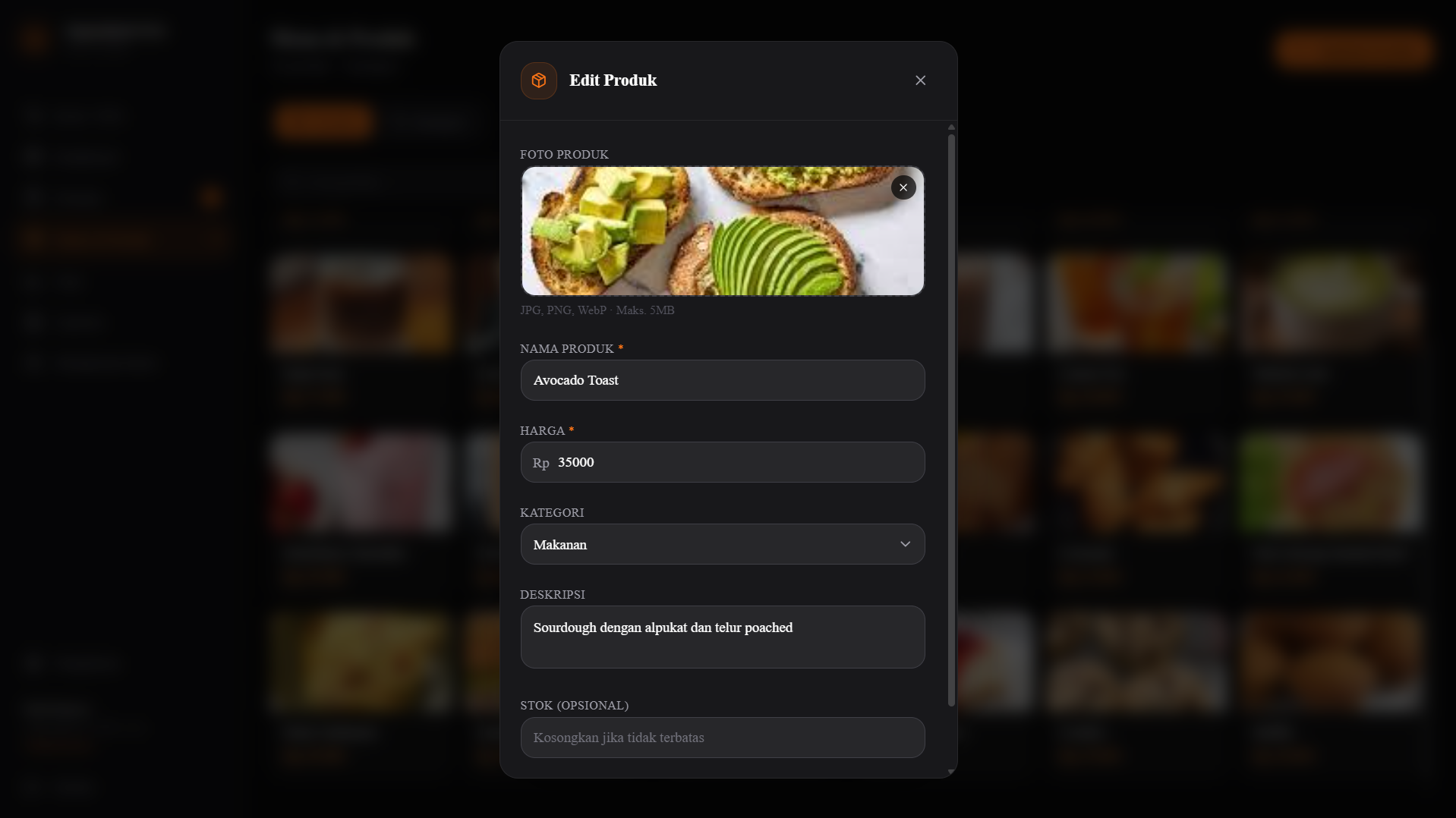 Screenshot — Form Edit Produk