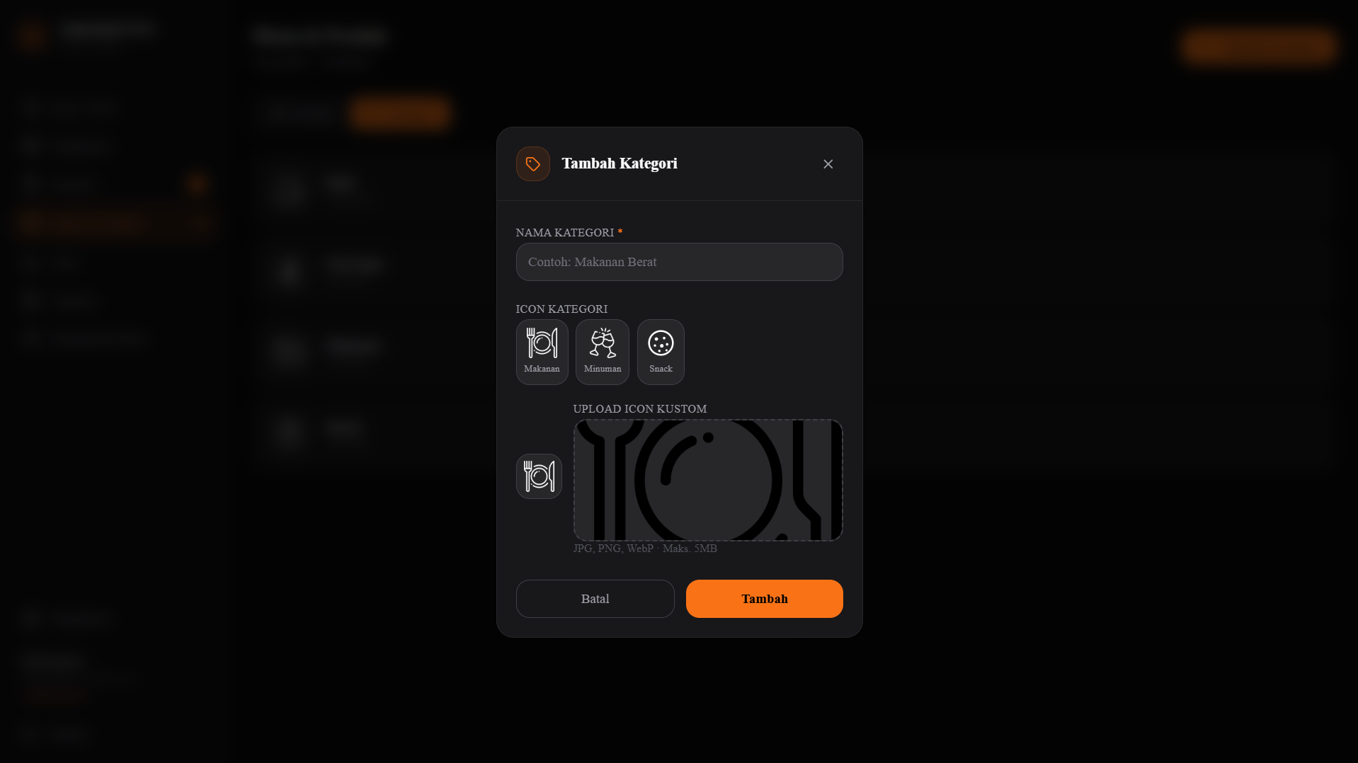 Screenshot — Halaman Manajemen Kategori