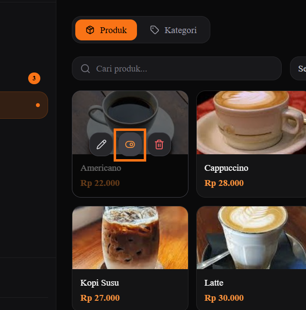 Screenshot — Toggle Aktif/Nonaktif Produk