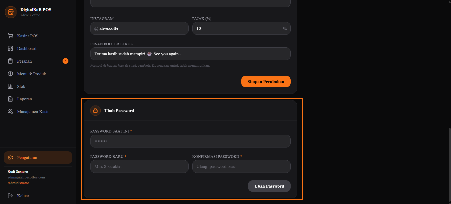 Screenshot — Form Ganti Password